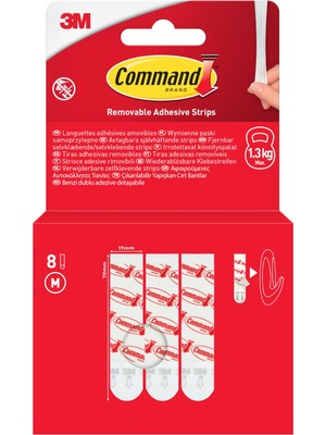 Frefly Store Command Çıkarılabilir Yapışkan Şeritler 17021-8-EU, Orta, 8 Şerit