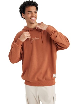 Frefly Store Defacto Oversize Fit Sırt Baskılı Kapüşonlu Sweatshirt Turuncu Xs