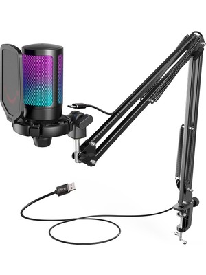 Fifine Ampligame A6T Twitch - Youtuber - Gamer - Tiktok - Yayıncı USB Mikrofon Seti (Siyah)