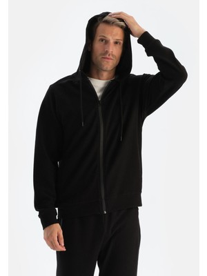 Frefly Store Dagi Erkek Erkek Kapişonlu Fermuarlı Sweatshirt, Pamuklu, Örme, Siyah, M, 366