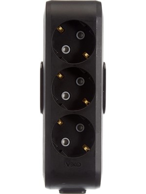 Frefly Store Viko Multi-Let Siyah Üçlü Priz Topraklı Çocuk Korumalı Klemensli