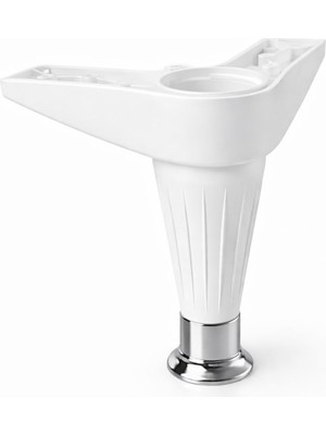 Frefly Store 1 Adet Aytuğ Akasya (Beyaz-Krom) 15 cm Ayarlanabilir Kanepe Baza Tv Ünitesi Mobilya Ayağı Plastik