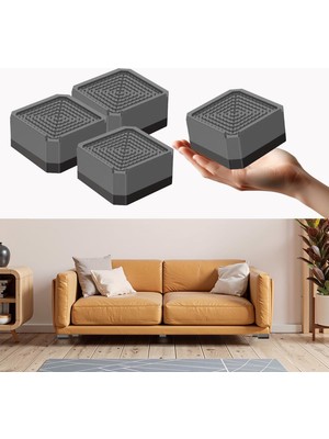 Frefly Store Tineke Robot Süpürge Mobilya Ayağı ve Dolap Yükseltici Ayak Kaydırmaz ve Yükseltici 4 Lü Gri Kare (4 Cm)