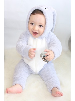 Baby Animals Welsoft Peluş Fermuarlı Kışlık Unisex Kız Erkek Bebek Uyku Tulumu Bebek Tulumu Çocuk Tulumu