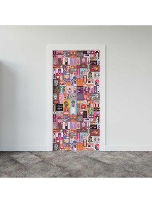 Renas Store Kapı Giydirme Kapı Sticker Folyosu Pop Art Music Collage