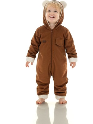 Baby Animals Kız Erkek Unisex Mevsimlik Çift Kat Kadife Ultrasoft Şapkalı Bebek Çocuk Uyku Tulumu Astronot Tulum