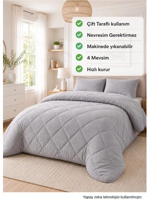 Yumuşak Çift Kişilik Renkli Yorgan-Wellsoft-Çift Taraflı 195X215 Gri, Ely Parker