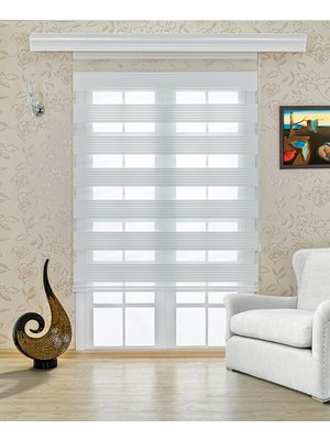 Beyazıt Tekstil Kırık Beyaz Pliseli Zebra Perde Alüminyum Kasa Kırık Beyaz 100 x 200 BYZT616