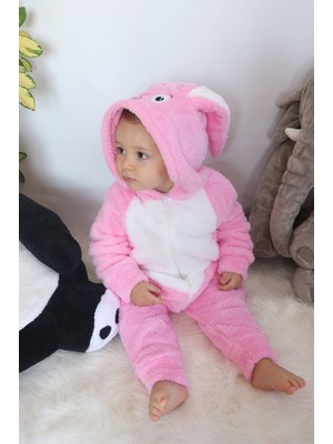 Baby Animals Welsoft Peluş Fermuarlı Kışlık Unisex Kız Erkek Bebek Uyku Tulumu Bebek Tulumu Çocuk Tulumu
