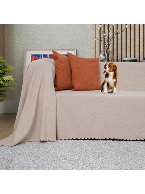 Koltuk Örtüsü Şönil Kaymaz Çift Taraflı Çekyat Örtüsü Koltuk Şalı 175X300 - Camel