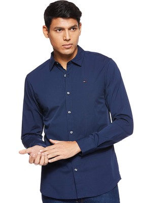 Tommy Jeans Tjm Original Stretch Shirt Erkek Shırt Iris S