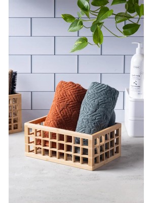 Aydogan's Bambu Organizer Büyük Dolap Içi Düzenleyici Sepet 18X26 cm