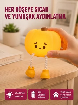 Midas Toptan Home Pumpkin LED Night Light Dokunmatik Şarjlı Silikon Gece Lambası Yeni Nesil