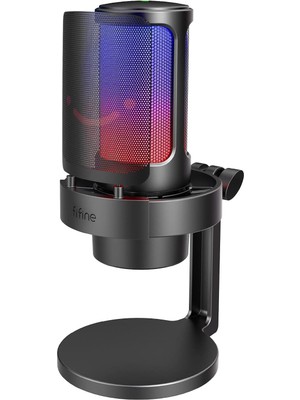 Fifine Fıfıne USB Mikrofonu, Ampligame Oyun Bilgisayarı Masaüstü Kondansatör, Rgb Mikrofon, Mac/bilgisayar/