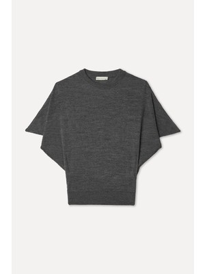 Mudo Kadın Gri Melanj Loose Fit Yarasa Kollu Kazak