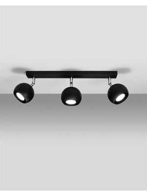 Retro Siyah 180 Derece Hareketli Modern Spor 3 Lü LED Spot Avize Günışığı Ampullü
