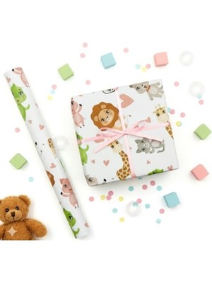 Aesco Eğlenceli Tema ile Premium Hediye Paketleme Kağıdı - 2'li Set, 70X100 cm