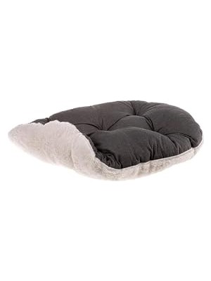 Aesco Kedi ve Mini Irk Köpek Peluş Yatağı, Gri - Beyaz, Oval, 55 cm x 36 cm