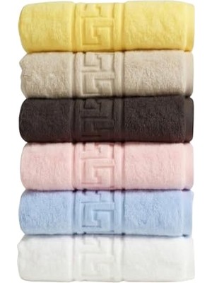 Aesco Anılsan 6'lı El ve Yüz Havlusu Seti (50X90 Cm) -%100 Pamuk, Yüksek Emici, Grek Desenli - Ev, Otel, Spa ve Banyo Için Lüks Havlu Seti Günlük Kullanıma Uygun