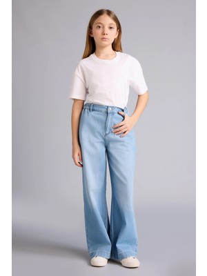 DeFacto %100 Pamuk Wide Leg Jean Pantolon Kız Çocuk G0304A826SM