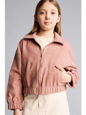 DeFacto Polo Yaka Gabardin Fermuarlı Kaşe Ceket Kız Çocuk G3702A825WN