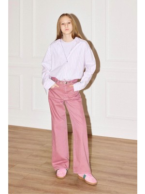 DeFacto %100 Pamuk Straight Wide İspanyol Paça Gabardin Pantolon Kız Çocuk G0602A826SP