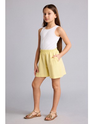 DeFacto Regular Fit Keten Karışımlı Şort Kız Çocuk H1222A826HS