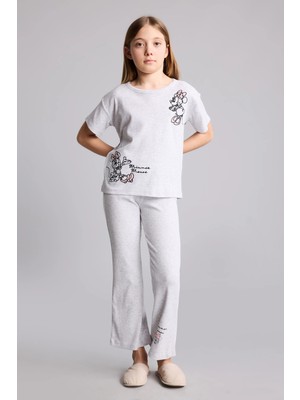 DeFacto Disney Mickey & Minnie Fitilli Kaşkorse 2'li Pijama Takımı Kız Çocuk H2763A826SP