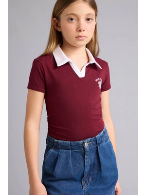 DeFacto Slim Fit Baskılı Polo Tişört Kız Çocuk G1001A826SM