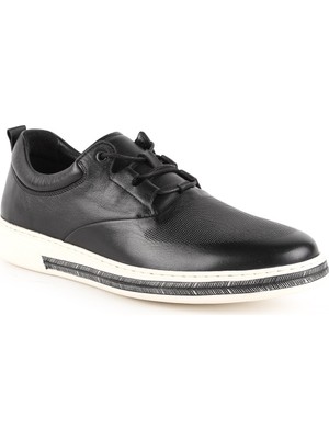 Erkek Casual Sneaker Ayakkabı Lacivert Hakiki Deri Esnek Lastik Bağcıklı Hafif Eva Taban Lbr H1045