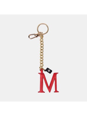 Desa Kırmızı M Harfi Gold Zincirli Deri Charm / Anahtarlık