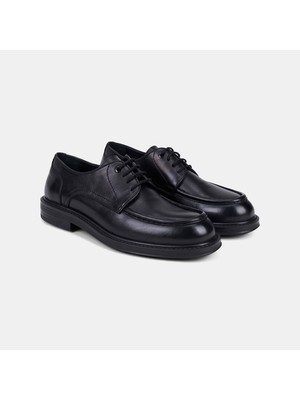 Desa Erkek Siyah Bağcıklı Apron Dikişli Klasik Deri Ayakkabı