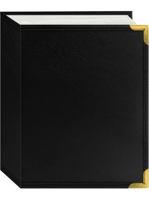 1001 Foto Albüm 100-POCKET Siyah Dikişli Suni Deri Cover Pirinç Köşe Akzente Fotoğraf Albümü, 4/6
