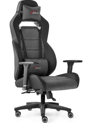 1001 Göktürk Profesyonel Oyuncu Koltuğu Kumaş Gri/siyah Ergonomik Ayarlanabilir 3D Kolçak