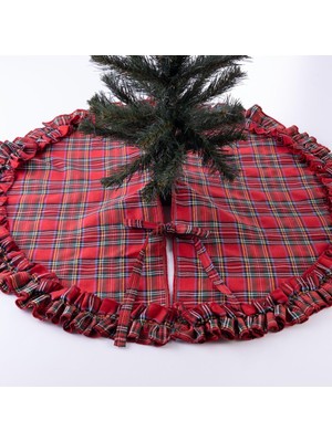 1001 Yılbaşı Çam Ağacı Örtüsü, Pamuklu Ekose 60 cm