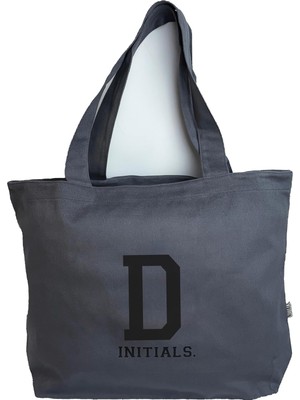 Gri Harfli Tote Bag