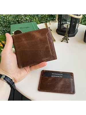 1001 Modica® Dallas - Kanguru Bölmeli Hakiki Deri Erkek Cüzdan