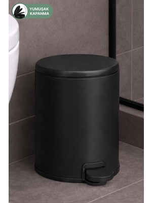 1001 Cigo 3 Lt Banyo Mutfak Ofis Çelik Çöp Kovası - Mat Siyah