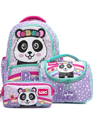 1001 Crowned Panda Kız Çocuk Okul Seti Mor-Su Yeşili, Tek Ebat, SWG-004, Mor-Su Yeşili, Kız-Çocuk