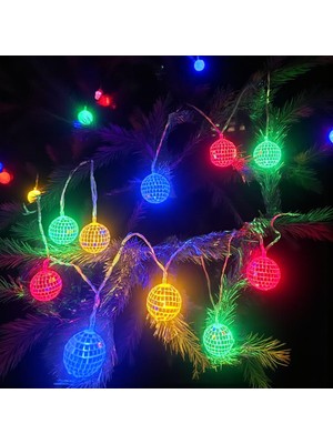 1001 Yılbaşı LED Işık Disko Topu Renkli 10 Ampul AST7489