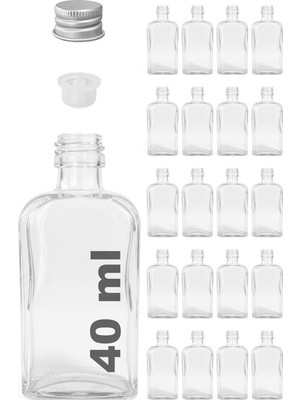 1001 40 ml Kolonya Tıpalı ve Metal Kapaklı Hediyelik Yassı Kolonya Şişesi 40 cc Nişan, Düğün Ca