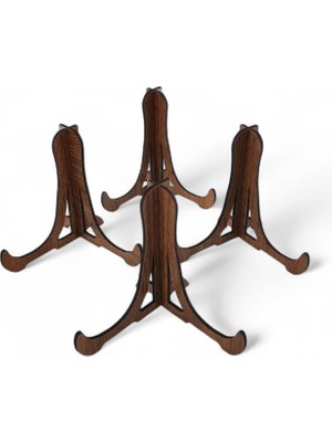 1001 Tabak ve Süs Levhaları Gerçek Ahşap 4'lü Teşhir Ayağı 10 cm x 10 cm Stand