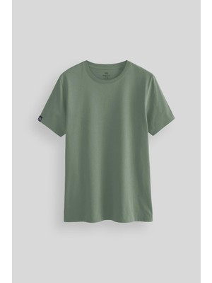 1001 Açık Yeşil Basic Kısa Kol Standart Kalıp O Yaka T-Shirt, T10ER-87911