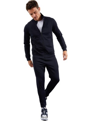1001 Tommylıfe Lacivert Dik Yaka Fermuarlı Standart Kalıp Manşetli Eşofman Takım, T09ER-85160