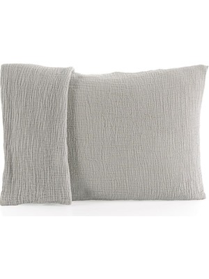 1001 Müslin Yastık Kılıfı 2 Adet Set, 50X70 cm 100% Pamuk Yumuşak Nefes Alabilir Kapaklı 4 Katlı