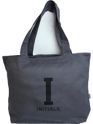 Gri Harfli Tote Bag