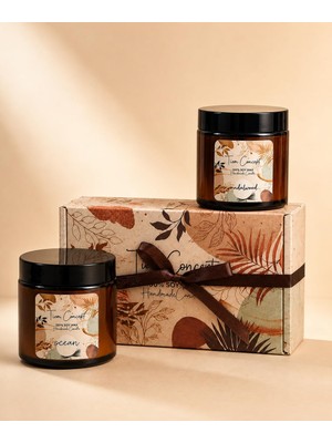 1001 Kokulu Mum 2'li Set - Soya Mum Hediye Seti, Sandalağacı ve Okyanus Aromalı Amber Kavanoz Mumlar -