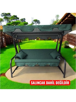1001 3 Kişilik Lüks Salıncak Kılıf Seti Süngersiz Düz Yeşil 164 * 47 cm