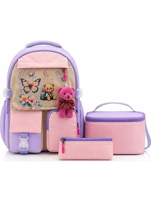 1001 3'lü Ilkokul Okul Çanta Seti Sırt Çantası Termal Beslenme Çantası Kalemlik