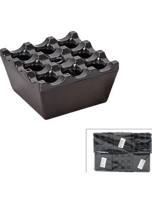 Ulu İthalat Izgaralı Kare Küllük - Bakalit Plastik - Siyah